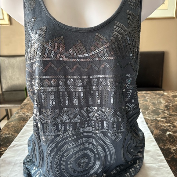 Fenn Wright Manson Tops - Sequin Embellished Gray Tank Top